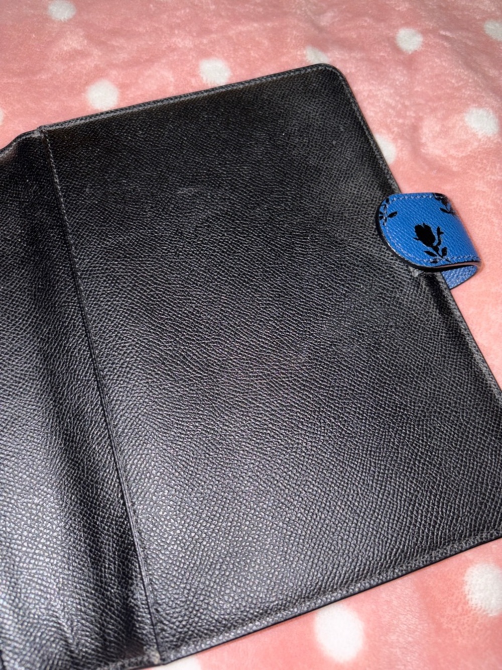 Coach Navy Blue Floral Leather Planner Journal Cover with Snap - Picture 9 of 13